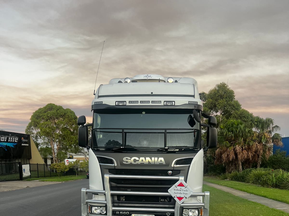An Aardiv prime mover photographed at dusk, ready for a night run